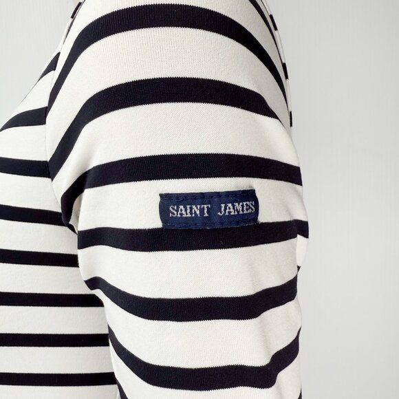 SAINT JAMES Propriano Stretch Striped White & Blue Midi Sheat Nautical Dress XS* - Picture 9 of 12